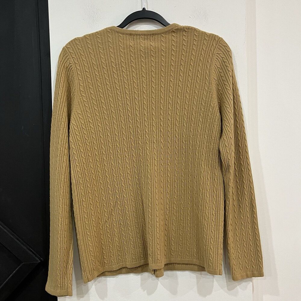 Sag Harbor Tan Cable Knit Sweater Size Small Button Front Preppy Twee - Picture 3 of 4